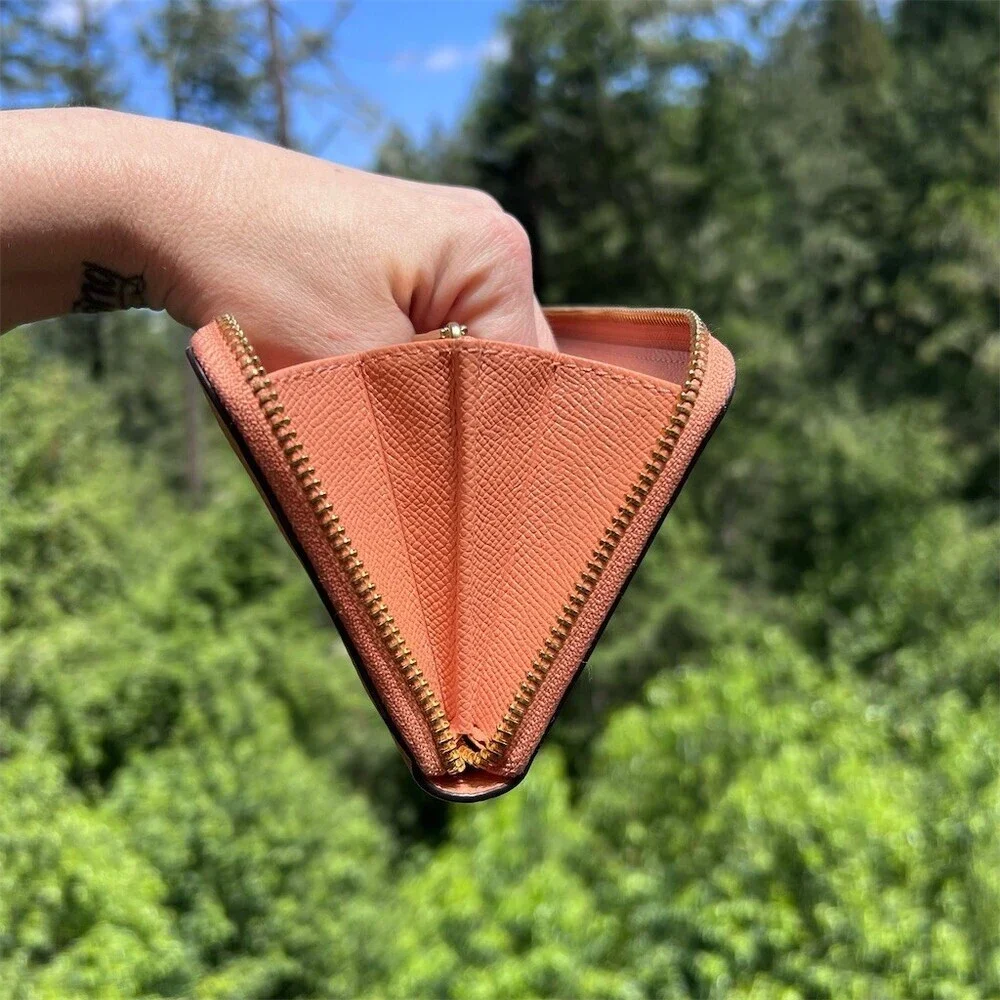 COACH Long Zip-Around Wallet Burnt Orange Pebble Leather Gold Hardware AUTHENTIC